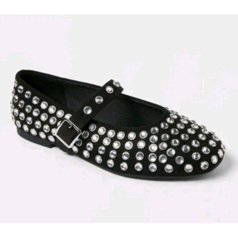 Art Class Girls Toree Rhinestone Stud Ballet Mary Jane Flats Black